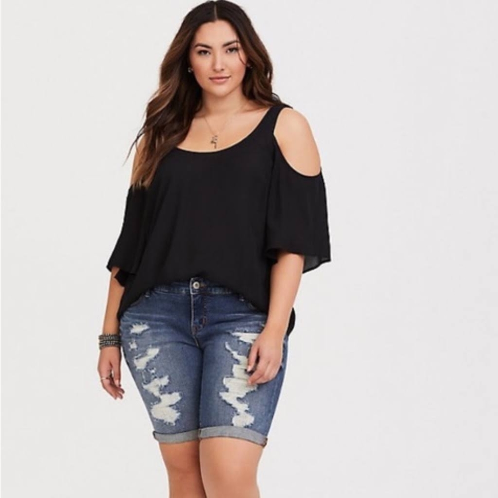 Torrid Boyfriend Bermuda Distressed Jean Shorts